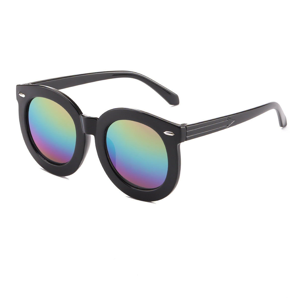Wholesale Color Film Reflective Round Frame PC Kids Sunglasses